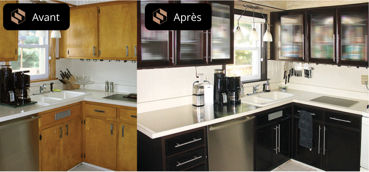 Installation d’armoires de cuisine - exemple 1
